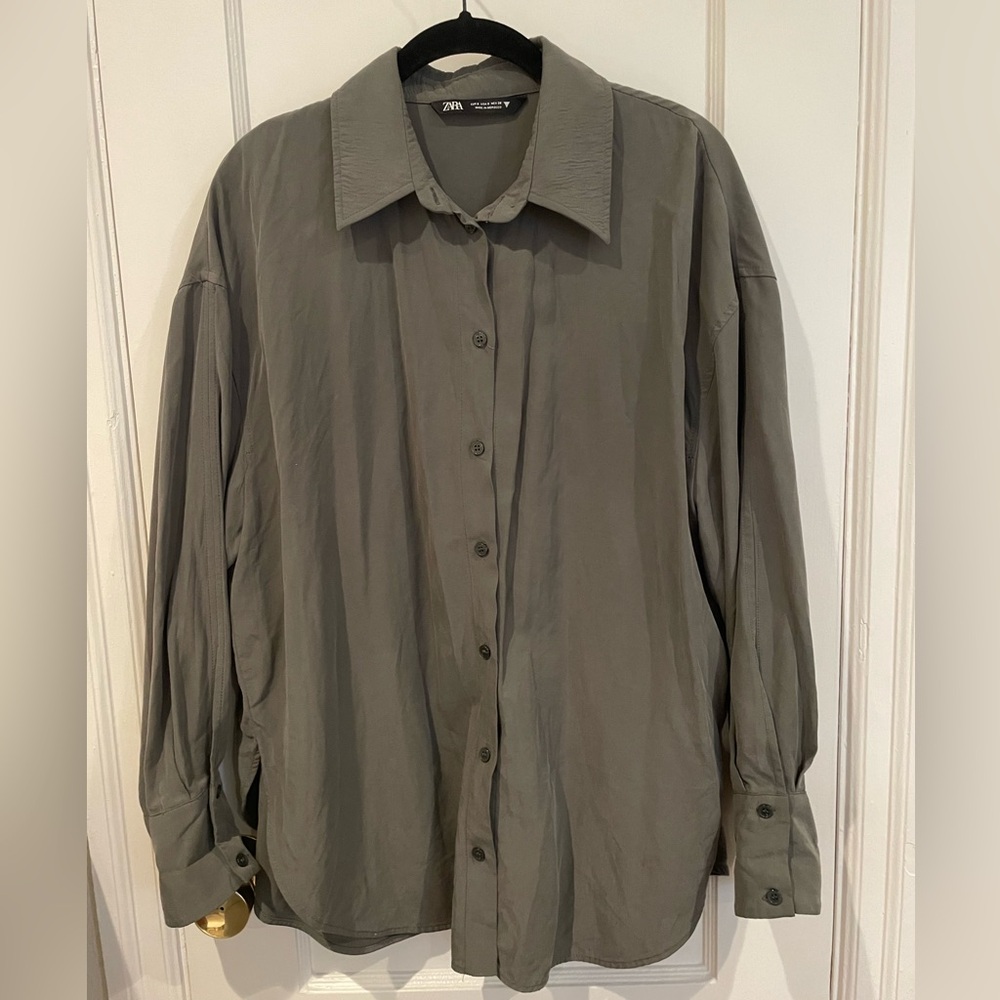 Zara Olive Green Casual Shirt
